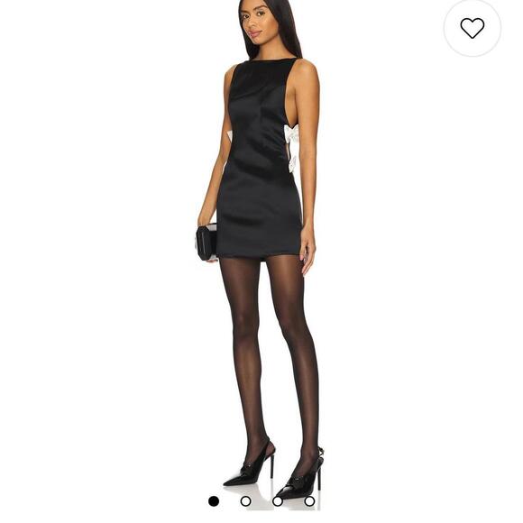 Retrofête Nadine Satin Dress in Black - Picture 1 of 8